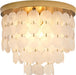 Capiz Shell Chandelier AntiqueGold Finish Flush Mount