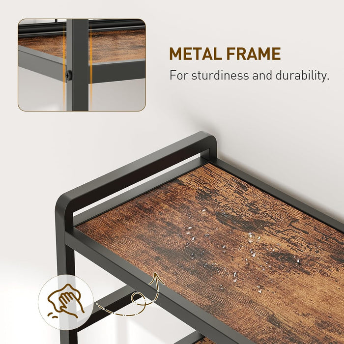 Triple 6-Tier Bookshelf, Industrial Large Bookcase with 18 Open Display Shelves, Modern Tree Bookcase with Metal Frame and Hanging Function for Living Room, Home Office, Rustic Brown and Black