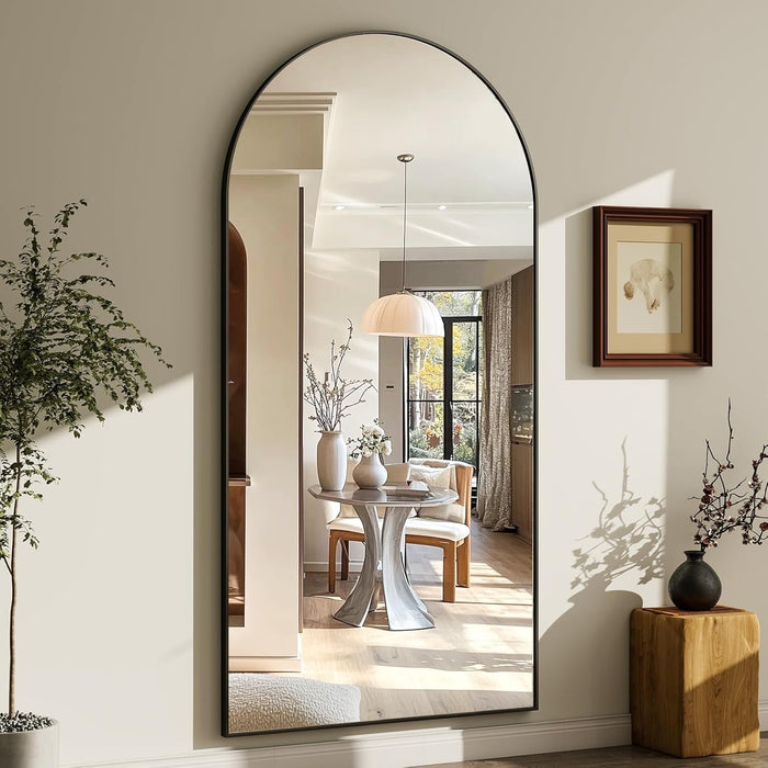 -30X71 Inch Wall Mount Arched Full Length Mirror-Aluminum Alloy Frame High Definition-Full Body Mirror for Bedroom or Living Room,Black