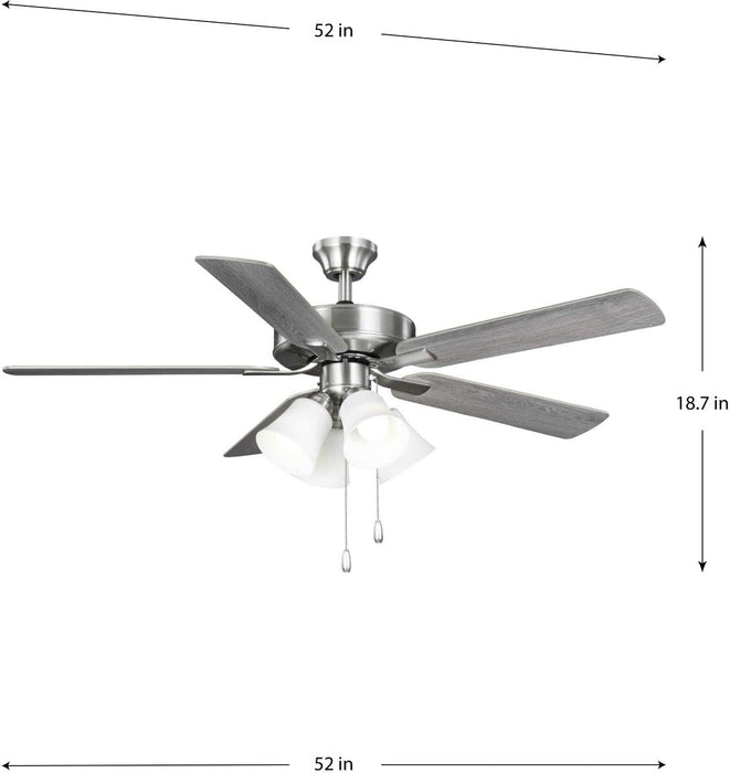 Airpro 52 In. Brushed Nickel 5-Blade AC Motor Transitional Ceiling Fan with Light