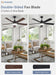 2 Pack 52" Ceiling Fans with Lights, Black Modern Ceiling Fan with Remote, Farmhouse Indoor Ceiling Fan with Dual Finish Blades, Quiet & Strong Motor, Bright LED Light.