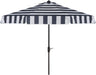SAFAVIEH Outdoor - Elsa 9-Foot Crank Patio Umbrella - Navy & White Canopy - Brown Aluminum Pole - Striped European Spa Design - Ideal for Patio, Deck, Poolside, Backyard (PAT8003B)