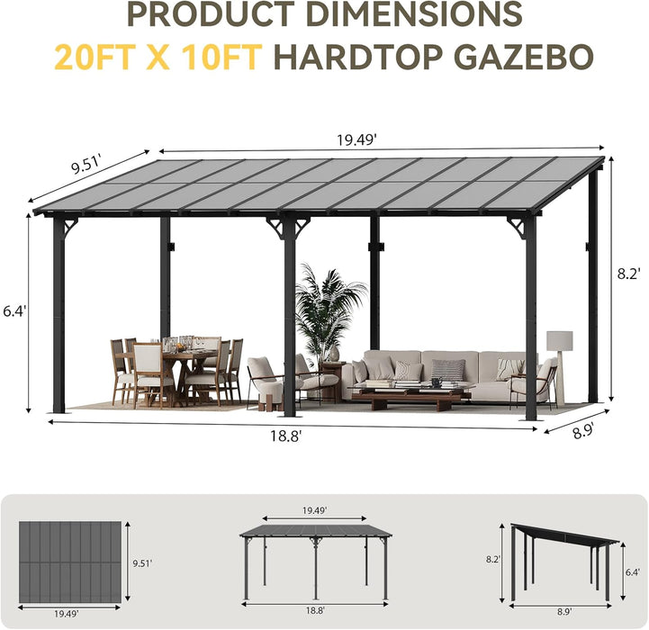 14x10 Gazebo Weatherproof Outdoor Patio Sloped Roof
