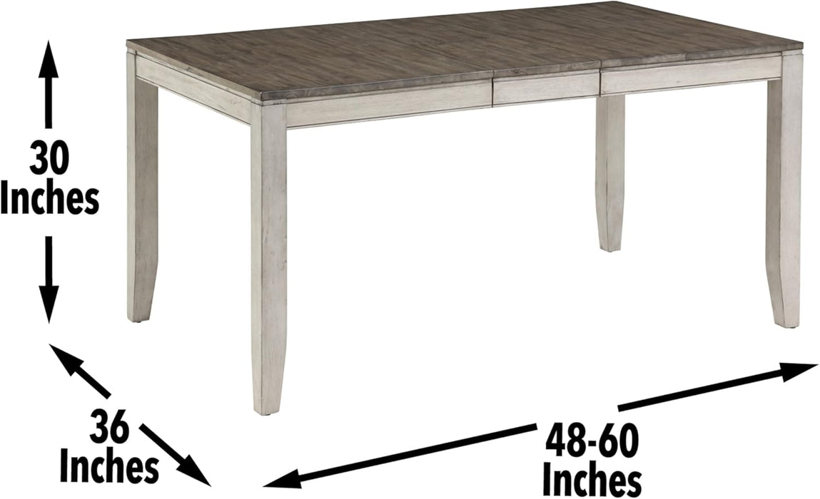Furniture Abacus Rectangular Dining Table, 48"-60" Table W/ 12" Butterfly Leaf Extention, Seats up to 6, Kitchen/Dining/Living Room, Asian Hardwood Solids, 36" D X 48" W X 30" H, Gray