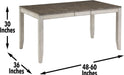Furniture Abacus Rectangular Dining Table, 48"-60" Table W/ 12" Butterfly Leaf Extention, Seats up to 6, Kitchen/Dining/Living Room, Asian Hardwood Solids, 36" D X 48" W X 30" H, Gray