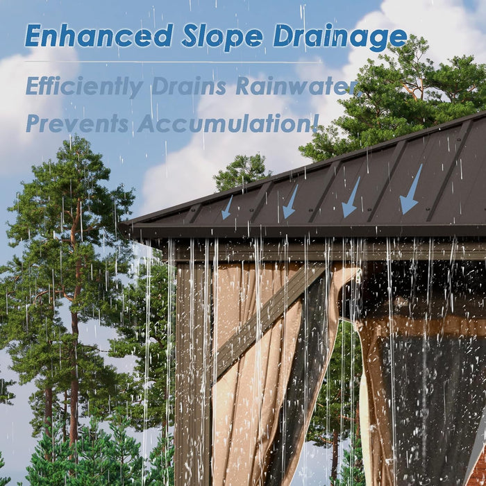 Domi 10x14 EspressoBrown All Weather Gazebo OutdoorPatio