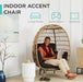 Wicker Egg Chair, Oversized Indoor Outdoor Lounger for Patio, Backyard, Living Room W/ 4 Cushions, Steel Frame, 440Lb Capacity - Ivory