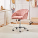 Pink Desk Chair Cute Velvet Chair for Home Office, Vanity Chair with Wheels Armrests Modern Swivel Rolling Chair for Bedroom