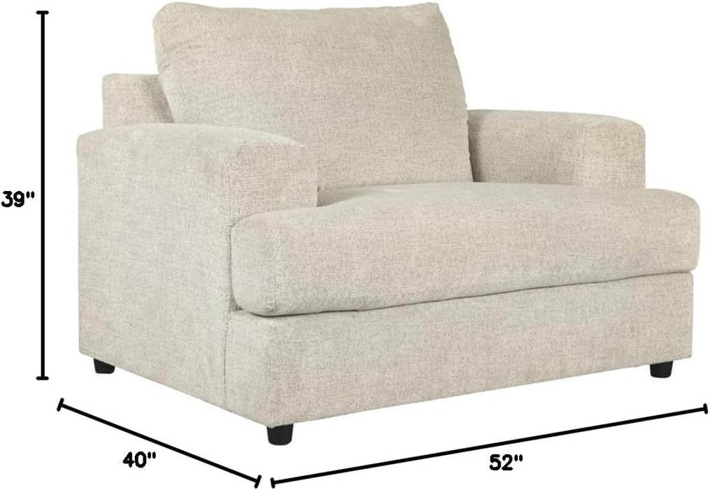 Soletren Contemporary Chenille Chair and a Half, Off-White