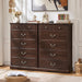 6 Drawer Dresser,Farmhouse Wood Chest of Drawers for Bedroom,47" Tall Dresser with Rustic Handles,Wood Drawer Organizer for Living Room,Hallway,Closet,Walnut