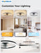 RGB Ceiling Fan with Light and Remote,20" Fandelier Smart Ceiling Fan,Black