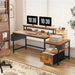 56.5" Office Desk with Drawers and Printer Space,Computer Desk with Power Outlets,Home Office Desks with File Drawers Cabinet,Study and Gaming Desk with Shelves Monitor Stand,Rustic Brown