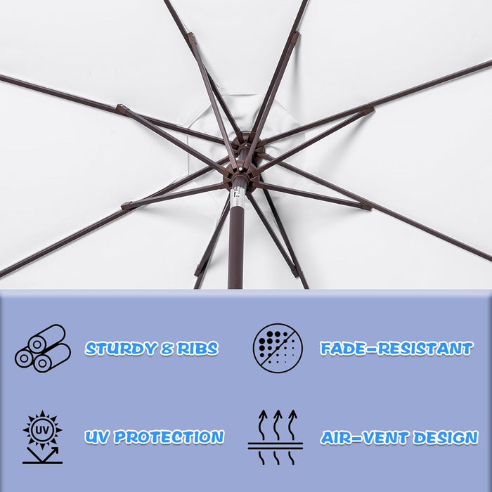 9Ft Elegant Valance Patio Umbrella, Outdoor Umbrellas for Patio with Auto-Tilt and Crank Systerm, Table Umbrella for Outdoors, Poolside,Beach, Backyard