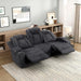 Manual Double Reclining Sofa, Corduroy Wall Hugger Manual 3 Seater Recliner Couch, Padded Armrests, Cup Holders for Living Room, Home Theater, Easy Assembly, Dark Gray