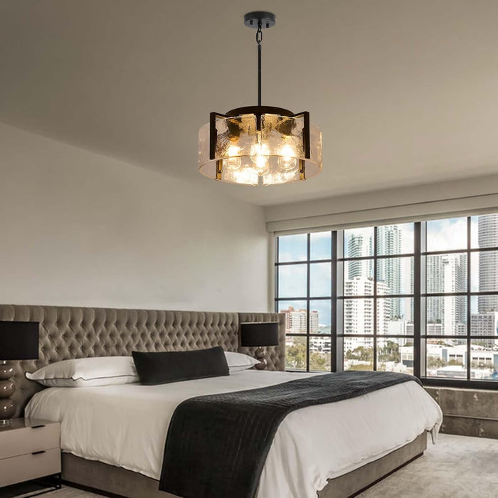 Black Four Light Adjustable Kitchen Island Chandelier