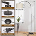 Arc Floor Lamps for Living Room, Modern Standing Lamp with Adjustable Hanging Drum Shade, Tall Pole Lamp with Foot Switch, over Couch Arched Reading Light for Bedroom, Office (Black)