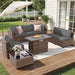 Patio Furniture Set with Fire Pit Table 8 Pcs Modular Dark Grey