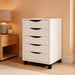 5 Drawer Chest Wood File Cabinet Rolling Storage Dresser with Wheels for Home Office, White