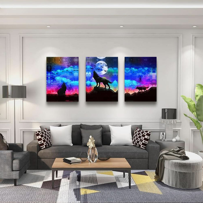 Large Wall Art for Living Room Framed Canvas Wall Decor for Bedroom Modern Family Picture Bathroom Wall Decor Hang Wall Office Canvas Art Prints Decoration Wolf Abstract Paintings Artwork