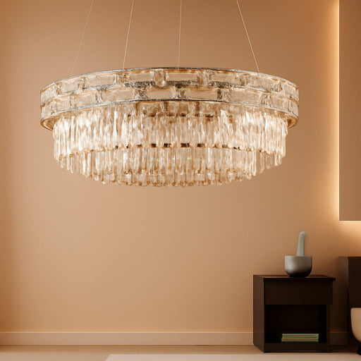 Morden Crystal Chandeliers for Dining Room 8 Lights Gold Chandelier round Crystal Chandelier Pendant Light Fixture Kitchen Island Entryway Living Room 23" D X 8.7" H