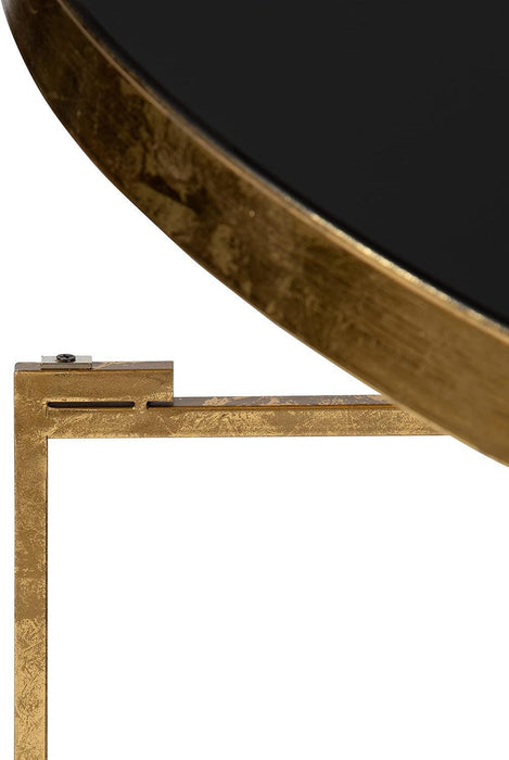 Celia Modern round Coffee Table; 28 X 28 X 19; Black and Gold; Coffee Table for Living Room Decor; Storage; and Display
