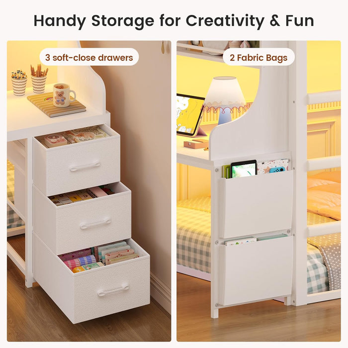 Low Profile Twin Bunk Bed WithIntegratedDeskStorage