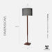 Floor Lamp with Walnut Rubberwood Base and Grey Fabric Lampshade – 58.5” X 16”, 3-Way Adjustable Brightness, Lamp for Bedroom, Living Room, and House Decor