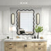 28X40 Inch Wavy Wood Mirror for Wall, Black Solid Wood Frame