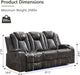 Power Reclining Sofa Couch with Wireless Charger, 3 Seaters with Recliner with Reading Light, Leather Electric 3 Seat Sofa Sectional Set for Living Room, Home Theater Seating with LED Lights, Grey