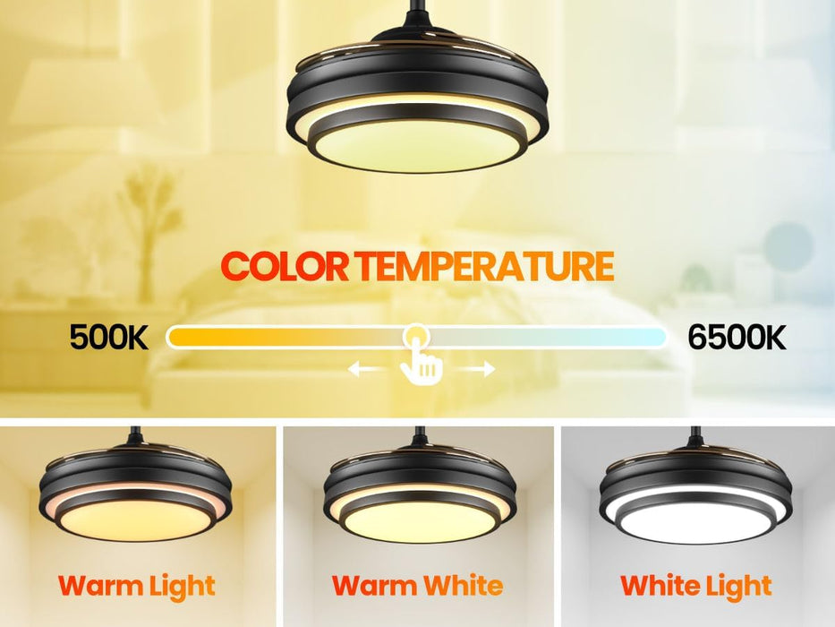 48 Inch Retractable Ceiling Fan Intelligent Controller