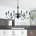 Black Farmhouse Eight Light Chandelier Dining Room