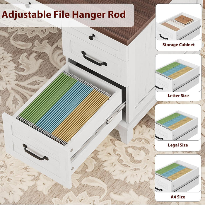 Executive Home Office Desk, Adjustable File Drawer Office Desk