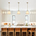 Brushed Gold Pendant Lights Kitchen Island, Drum Fabric Chandelier