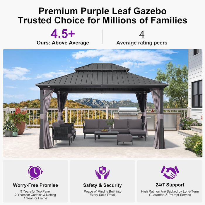 12x14 Grey Hardtop Gazebo With LED IlluminationSystem