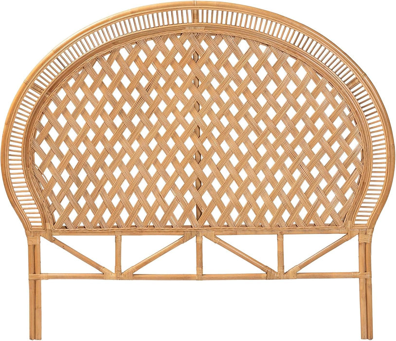 Isabel Rattan Headboard - Handwoven Wicker Headboard Panel with Diamond Weave Pattern, Light Honey, Lightweight Coastal Bedroom Décor, Queen Size