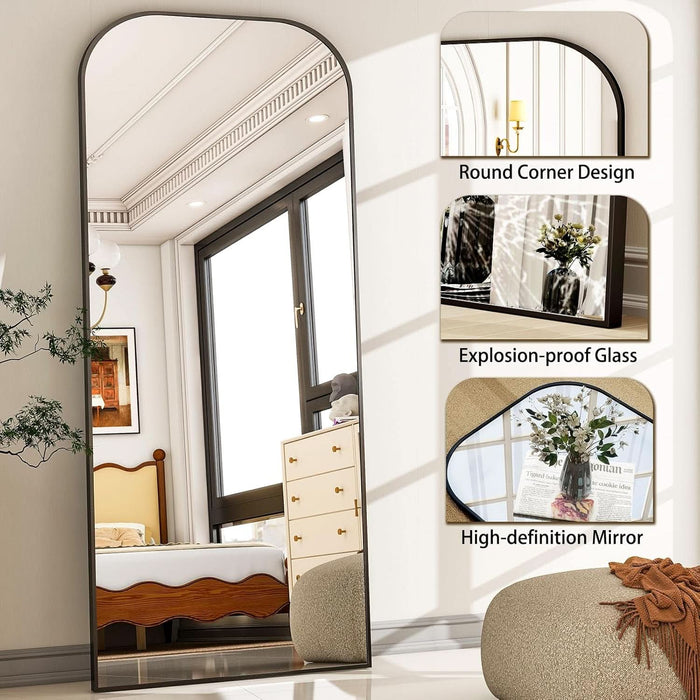 28"X71" Full Length Mirror Floor Mirrors Freestanding Hanging or Leaning Large Mirrors Full Body Mirror with Stand for Cloakroom, Bedroom, Living Room, Black