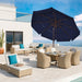 3 Tiers 9 FT Patio Umbrellas Outdoor Table Umbrella with Push Button Market Umbrella 8 Sturdy Ribs UV Protection Waterproof for Garden,Navy