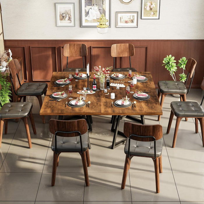 Square Kitchen Dining Table for 2, Small Ktichen Table with Metal Base, 31.5" Modern Dinner Table for Dining Room Apartment Restaurant, Rust Brown