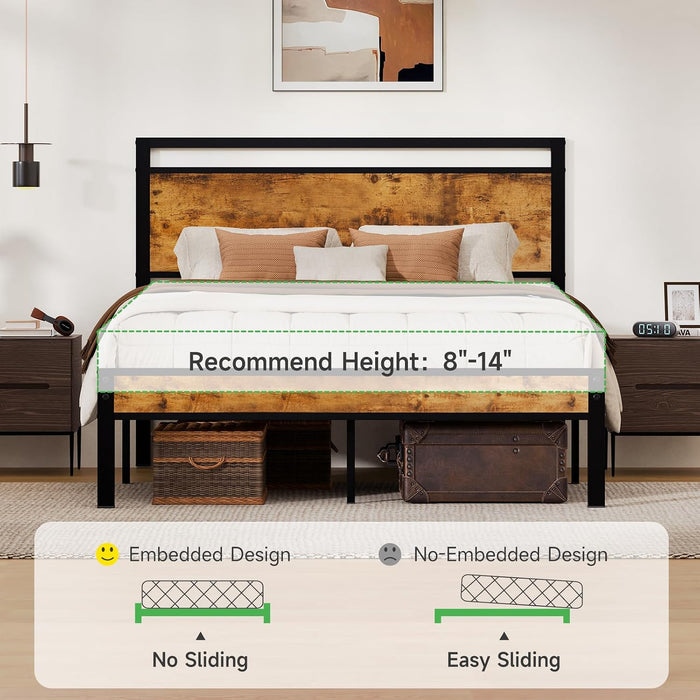 Easy Assembly Queen Bed Frame & Headboard Footboard,Underbed Storage