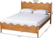 Malaya Modern Oak Brown Wood Queen Platform Bed with Scalloped Edges