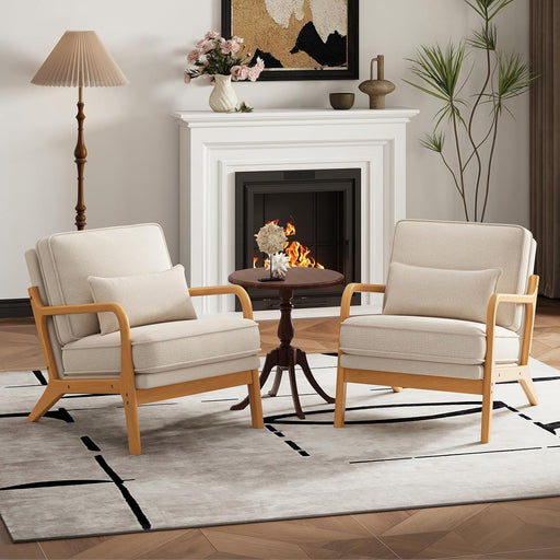 Beige Upholstered Contemporary Modern Accent Chair