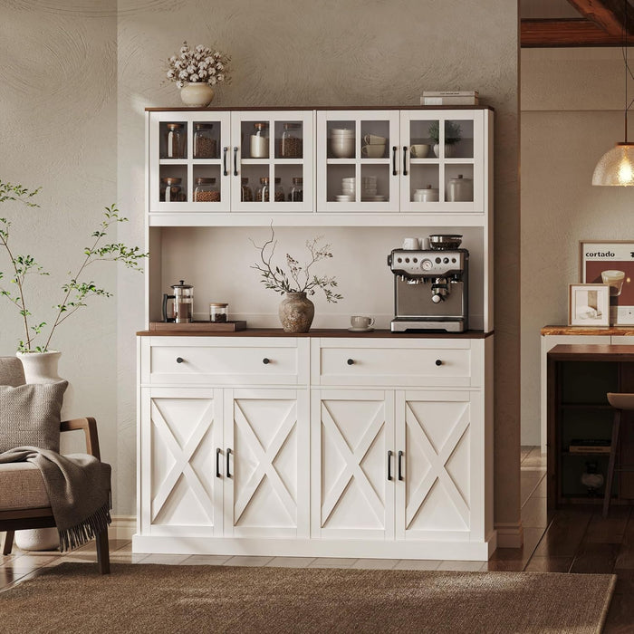 White 71 Inch Pantry Cabinet With IntegratedCharging