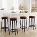 30'' Swivel Bar Stools Set of 4 with PU Leather Cushion | Backless round Counter Height Barstools, Metal Frame Legs and Footrest, for Kitchen Island, Home Bar, Brown