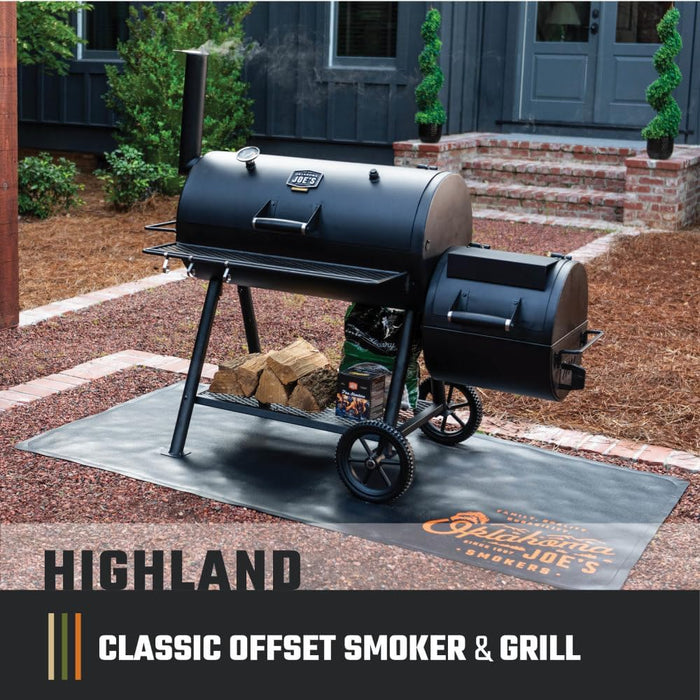 Highland Offset Charcoal Smoker and Grill with 900 Sq. In. Cooking Area in Black