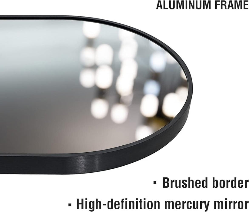Full Length Mirror, 70"X26" Arched Full Body Floor Mirror with Stand, Hanging or Leaning, Standing, Wall Mounted with Aluminum Frame for Bedroom Living Room (Black)