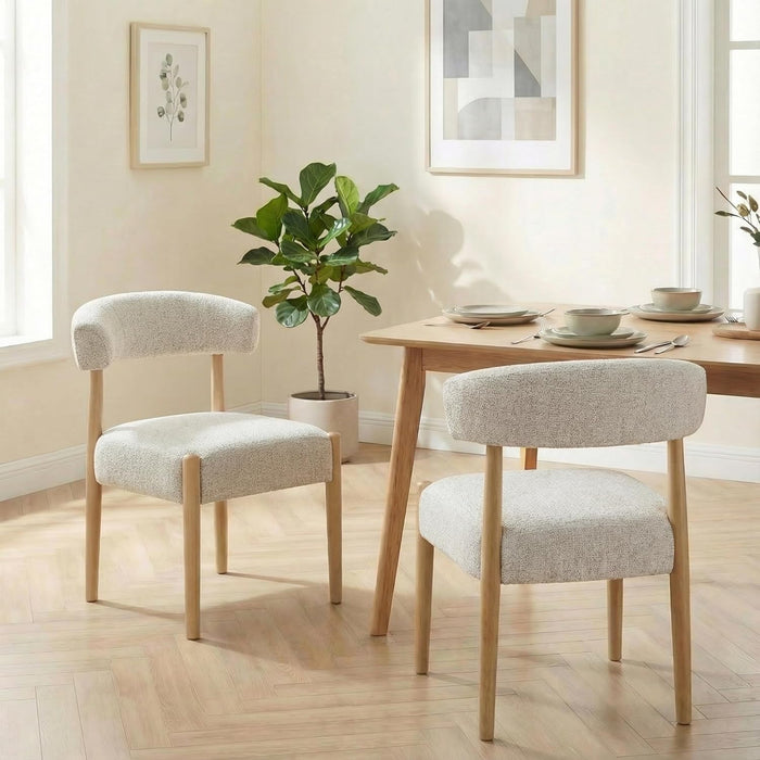 Wooden Dining Chairs Set of 4 with Rubberwood Legs, Curved Backrest