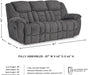 Foreside Contemporary Stain Resistant Manual Reclining Sofa, Gray