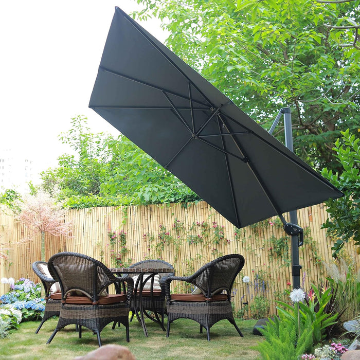 Outdoor Umbrella 8' X 8' Square Premium Sun Protection Grey | Smooth One-Hand Shade Control, Fade Resistant, Premium Aluminum Frame, 5 Tilt to Fit the Sun, Arrives Safe, Built to Last