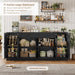 71” Large Buffet Cabinet with Storage, Sideboard Buffet Cabinet with Adjustable Shelves and 6 Soft-Close Doors, Wood Coffee Bar Console Table for Kitchen, Dining Room, Black