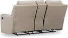Signature Design by Ashley Lavenhorne Contemporary Faux Leather Manual Reclining Loveseat with Console and Cup Holders, Beige